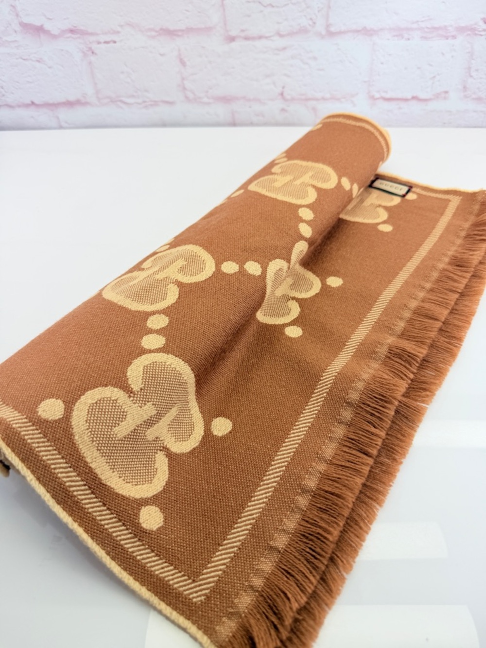 Gucci Giant GG Reversible Fringe Wool Scarf - Picture 5 of 12